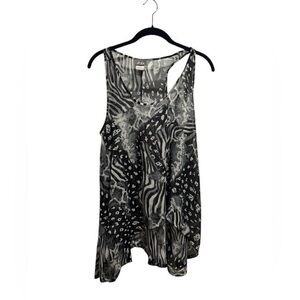 Dots Sheer Animal Print Tunic Top Size M